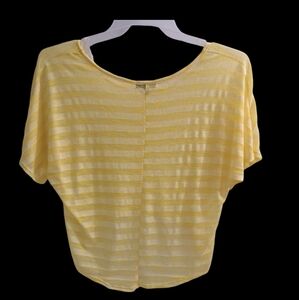 Charlotte Russe SheerBurnout Yellow Stripe Oversize Top Size Small